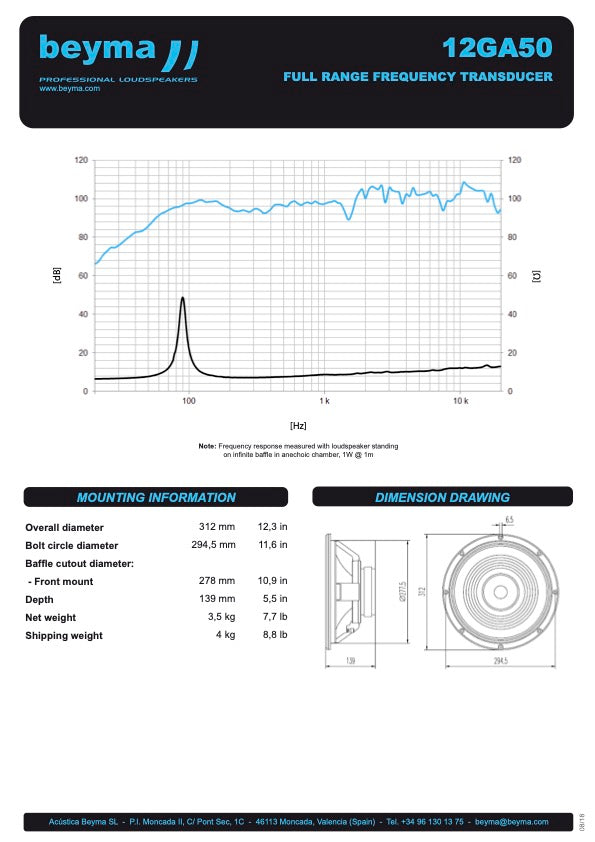 Beyma Full-Range Loudspeaker 12GA50 - View 3