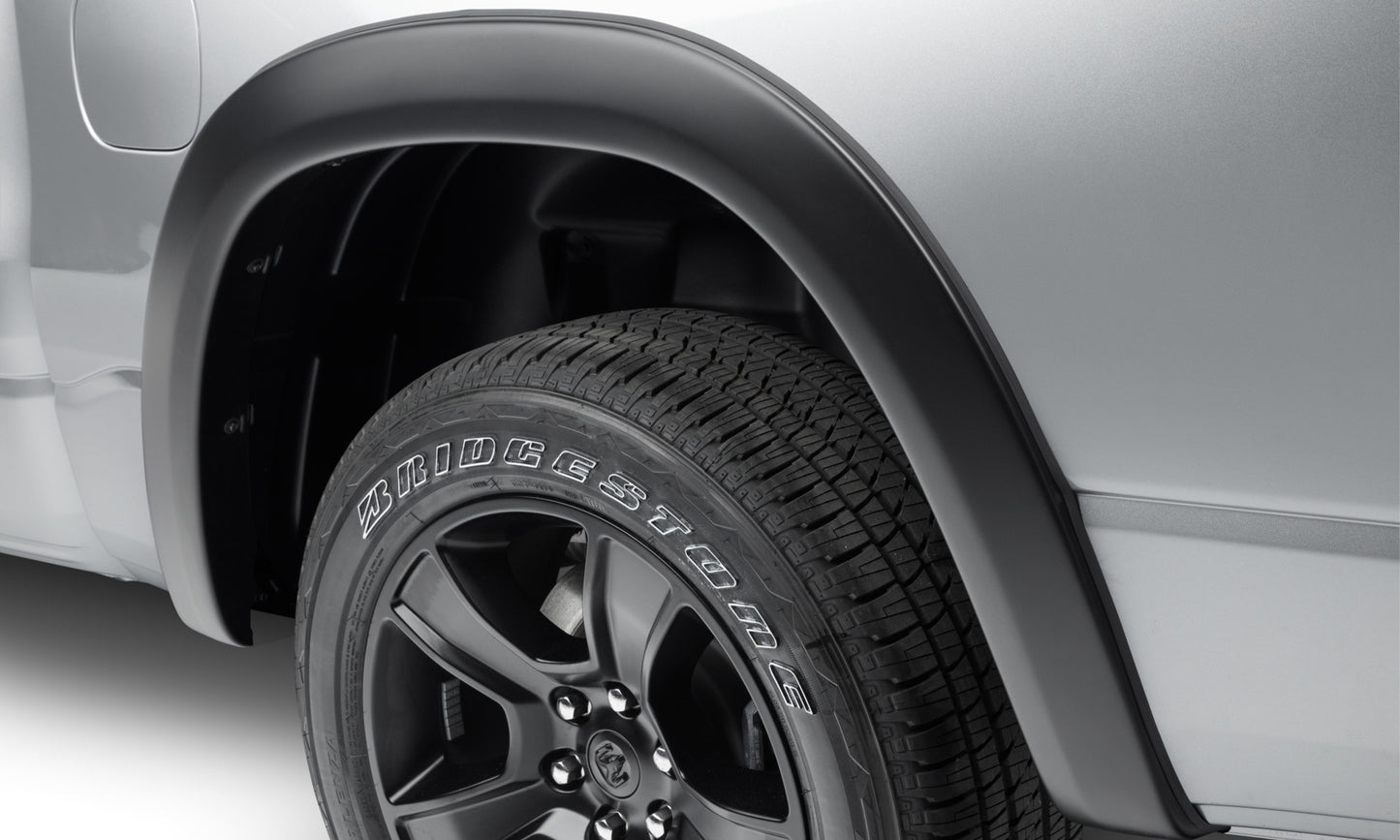 Bushwacker - 50928-02 - Fender Flare - 50928-02 Black OE-Style Smooth Finish 4-Piece Fender Flare Set for 2019-2022 Ram 1500; Will not fit Rebel and TRX models - P/N: 50928-02