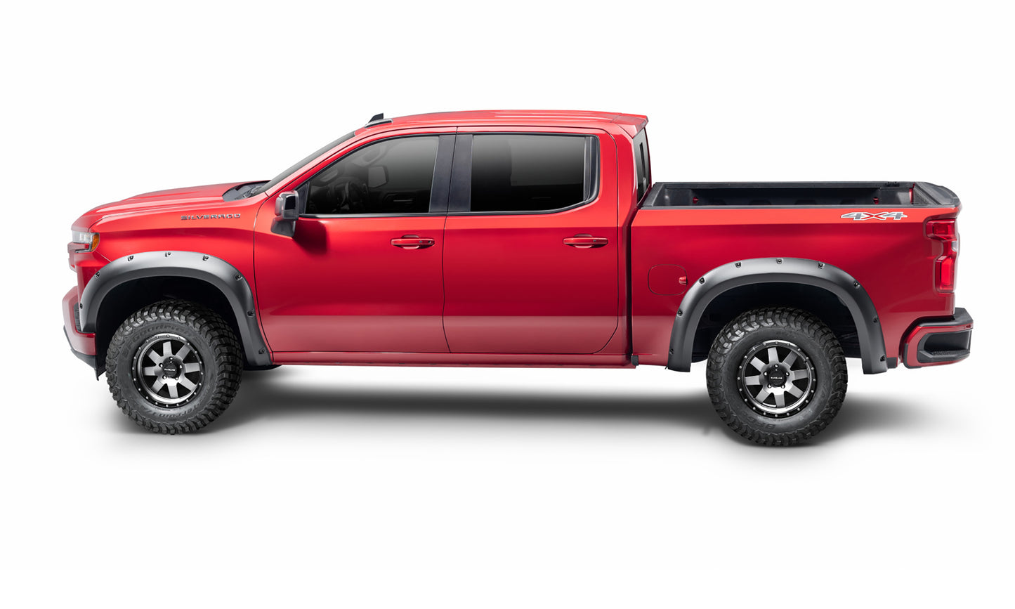Bushwacker - 38602-08 - Fender Flare - 38602-08 Black Forge Pocket/Rivet Textured Finish 4-Pc Fender Flare Set for 07-13 Toyota Tundra; Excludes model with mud flap - P/N: 38602-08