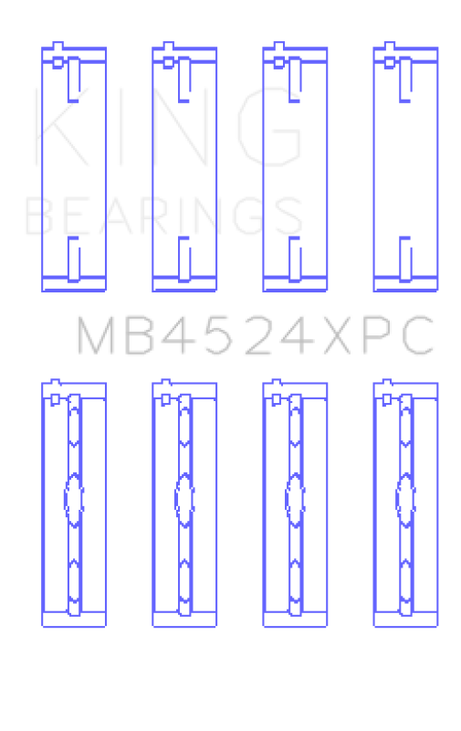 King Engine Bearings MB4524XPC0.25 Nissan VR38DETT pMaxKote Performance Main Bearings, Size 0.25, Set of 8