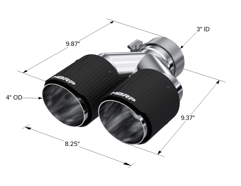 MBRP T5182CF 3-Inch Inlet Dual 4-Inch Outlet Staggered Carbon Fiber Exhaust Tip
