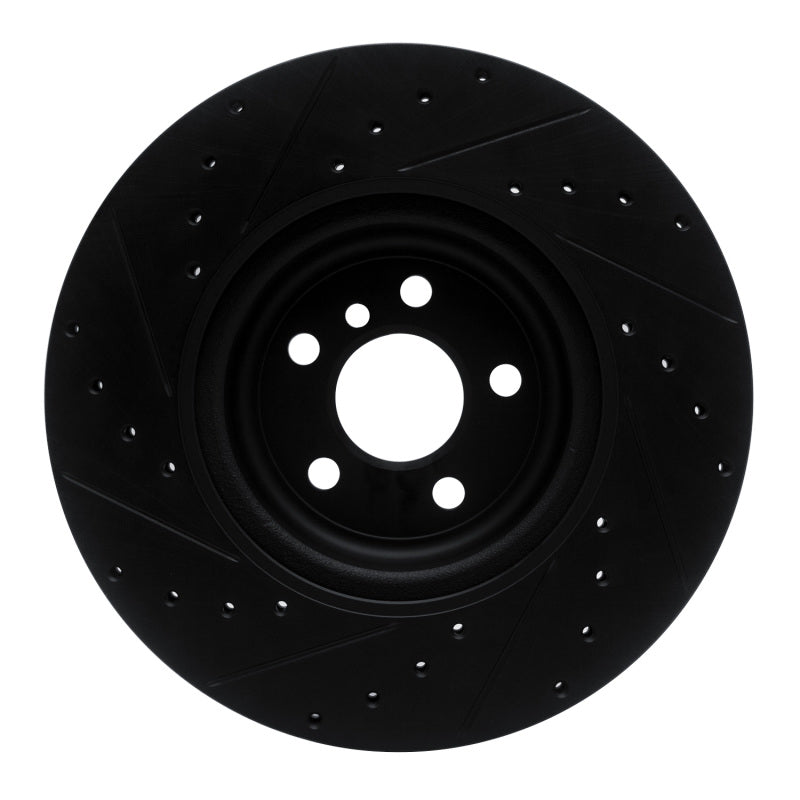 R1 Concepts RNC633-31130R Rear Right Drilled and Slotted Black Brake Rotor for Select BMW Models