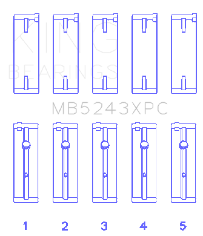 King Engine Bearings MB5243XPC Nissan SR20DE/DET Performance Coated Main Bearing Set, Standard Size