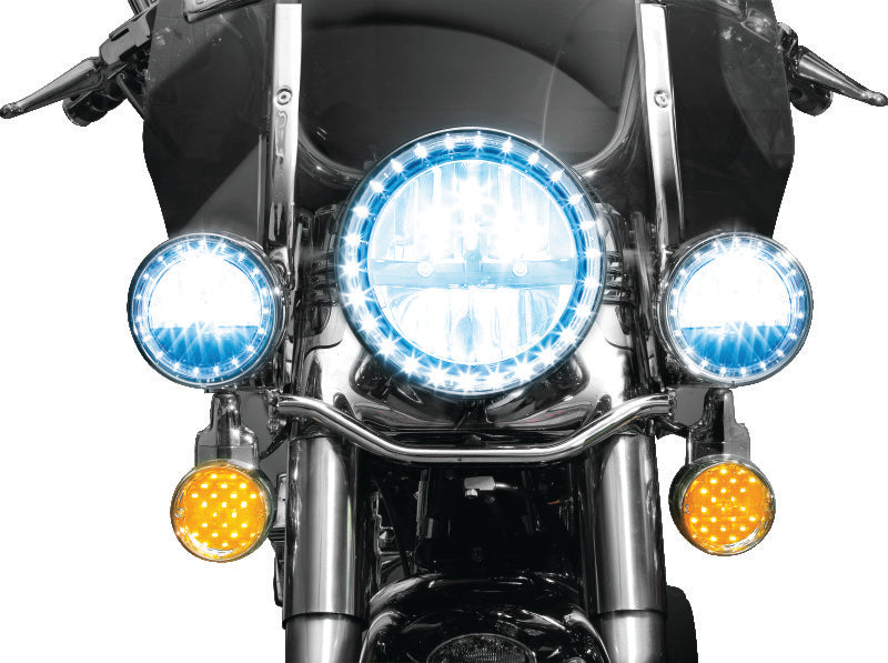 Kuryakyn 5441 LED Front Turn Signal Conversion Flat-Style Insert with Amber Lens
