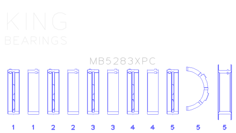 King Engine Bearings MB5283XPC Performance Main Bearing Set for Ford 4.6L DOHC/SOHC 24-Valve V8