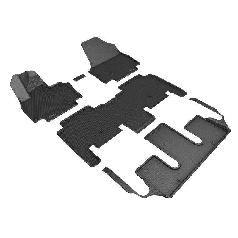 3D MAXpider KAGU Black Custom-Fit Floor Mats for 2024-2025 Kia EV9 6-Seater, 1st, 2nd and 3rd Rows