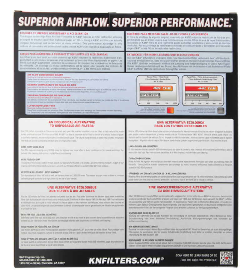 K&N Engineering 33-3153 High-Flow Drop-In Replacement Air Filter for Porsche 911