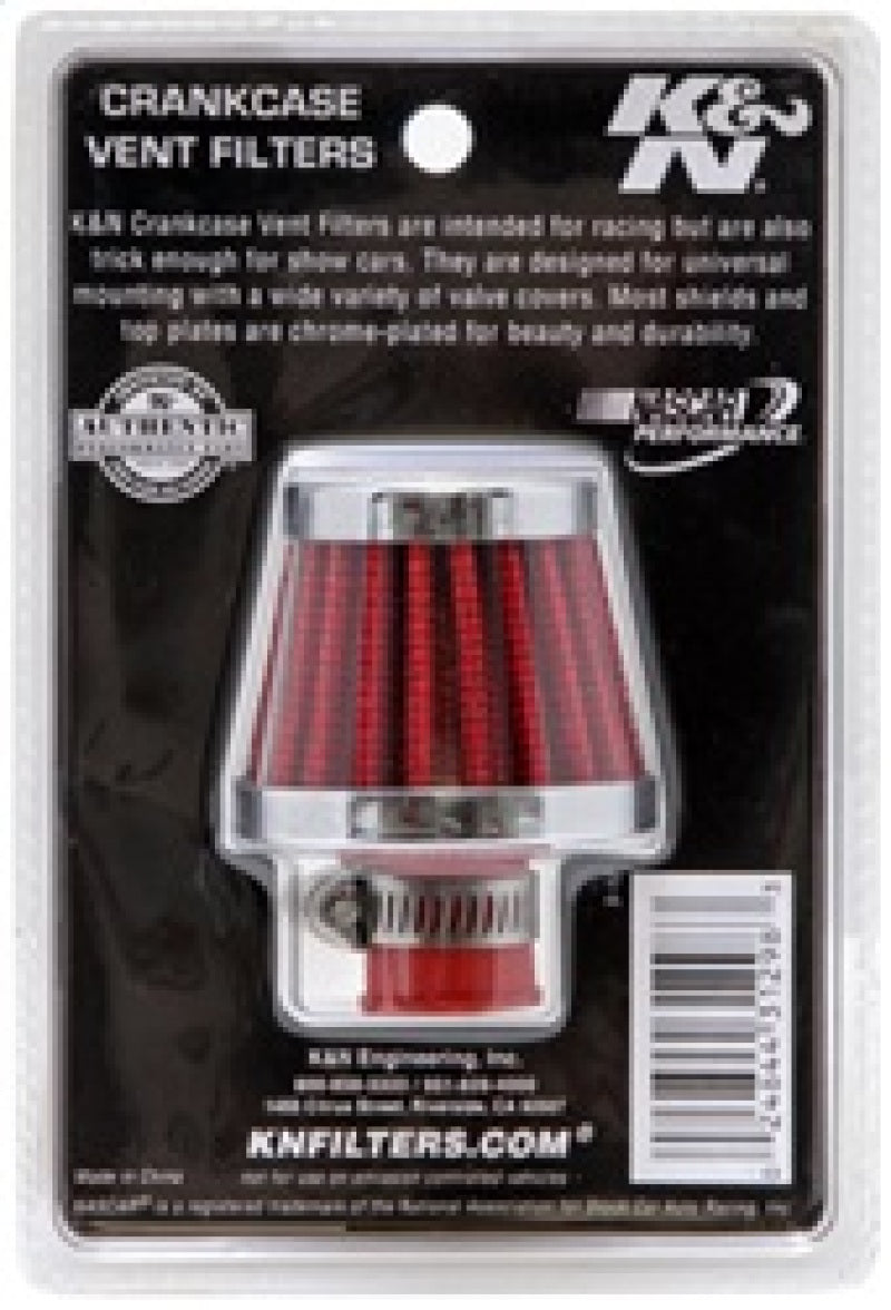 K&N Engineering 62-1600RD Crankcase Vent Filter with Chrome Top