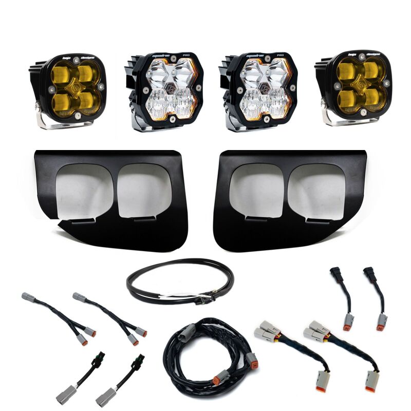 Baja Designs 20-22 Ford Super Duty Squadron Pro/SAE 2.0 Fog Pocket Kit Upfitter - Baja Amber