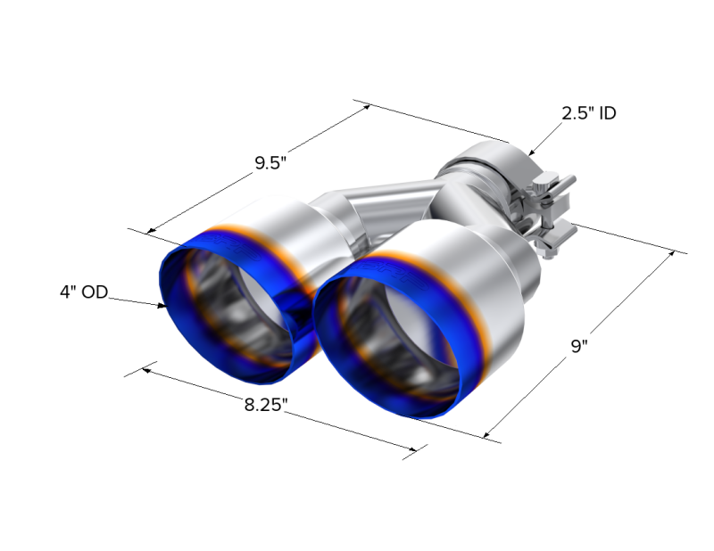 MBRP Armor Pro Burnt End Exhaust Tip T5177BE, 2.5-Inch Inlet, Dual 4-Inch Outlet