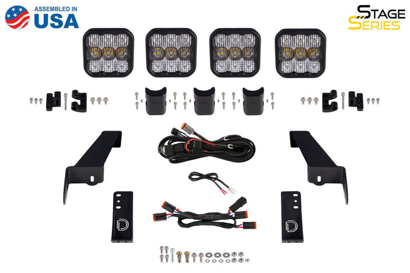 Diode Dynamics Jeep JL Wrangler SS5 4-Pod CrossLink Grille Lightbar Kit Pro, White Combo - DD7268