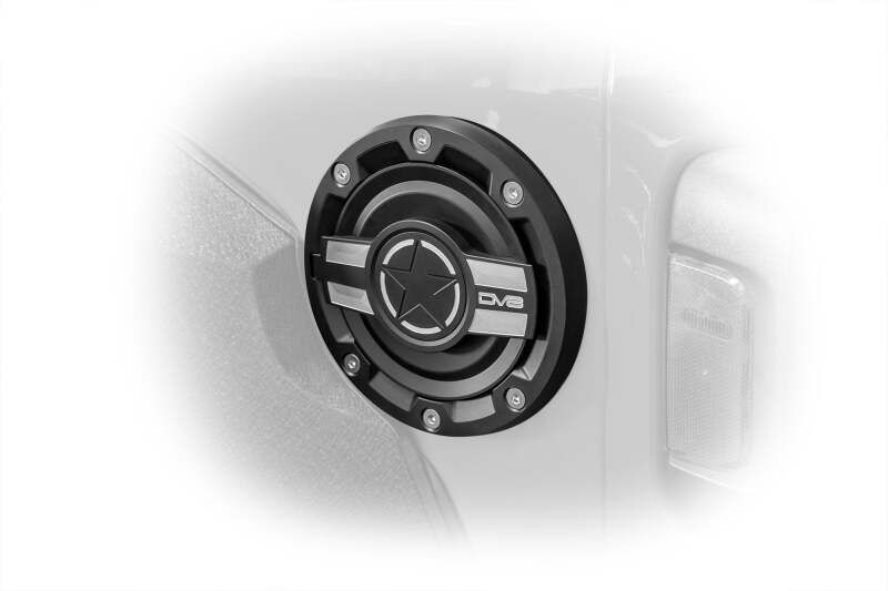 DV8 Offroad D-JL-190004-MIL Aluminum Fuel Door for 2018-2025 Jeep Wrangler JL and JLU