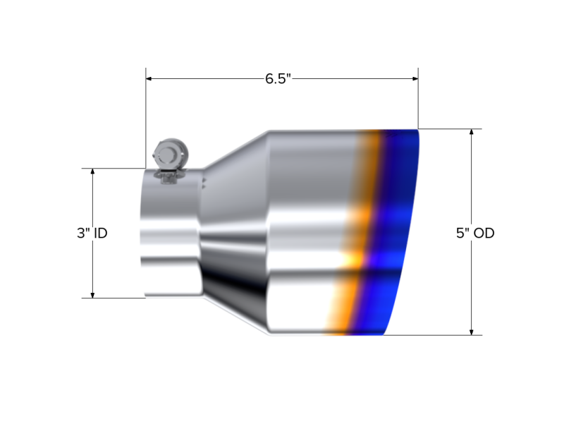 MBRP T5184BE Armor Pro Burnt End Exhaust Tip, 3-Inch Inlet, 5-Inch Outlet, 6.5-Inch Length