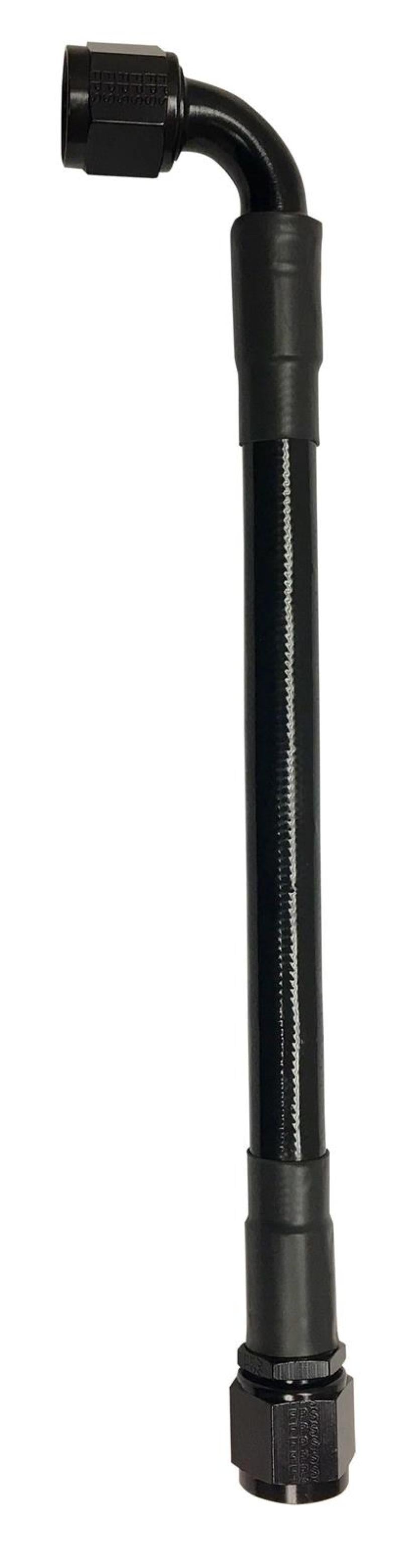 Fragola FRA6026-1-2-20BL -6AN Black PTFE Hose Assembly, Straight to 90-Degree, 20 in