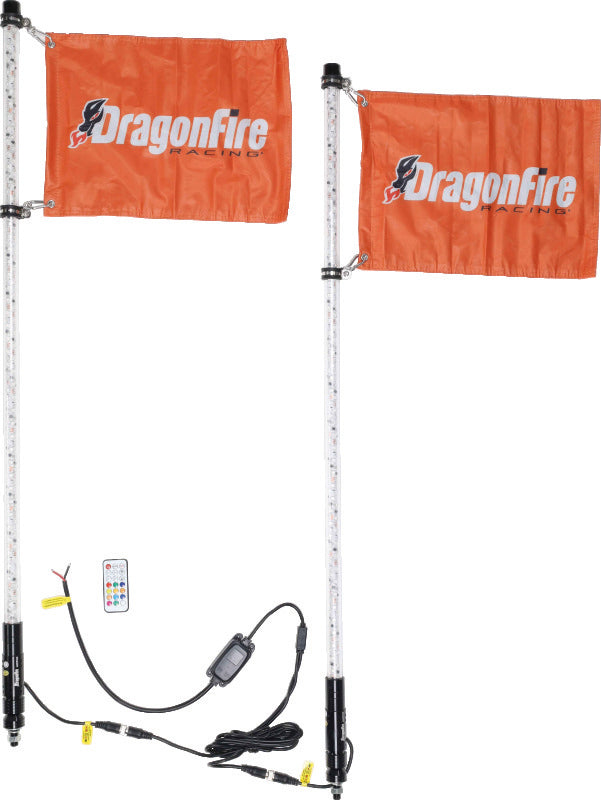 DragonFire Racing 4-Foot Spiral LED Light Whips, Clear Pair - DFR522804