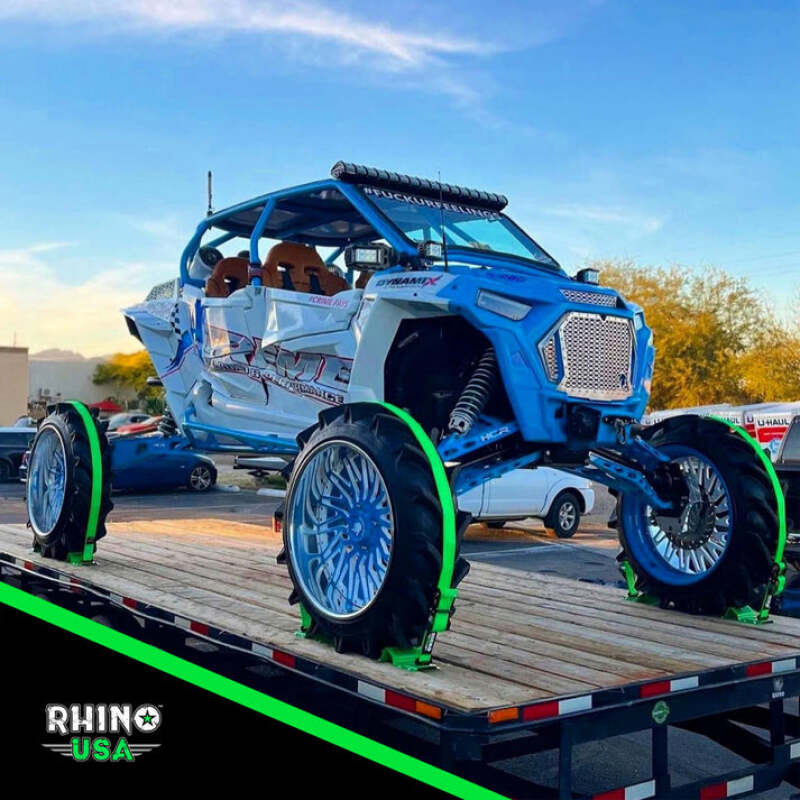 Rhino USA Utv Wheel Chock Tie-Down Kit (2-Wheel Kit) (Green)