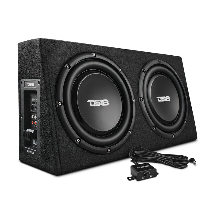DS18 10" Active Subwoofer Shallow Enclosure with 10" Passive Subwoofer For Pickup Trucks SKU: PU210A