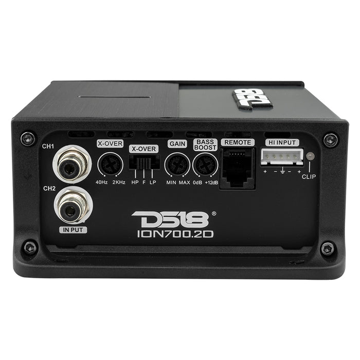 DS18 ION Compact Full Range 2 Channel Amplifier 2 x 350W RMS @ 2-Ohm SKU: ION700.2D