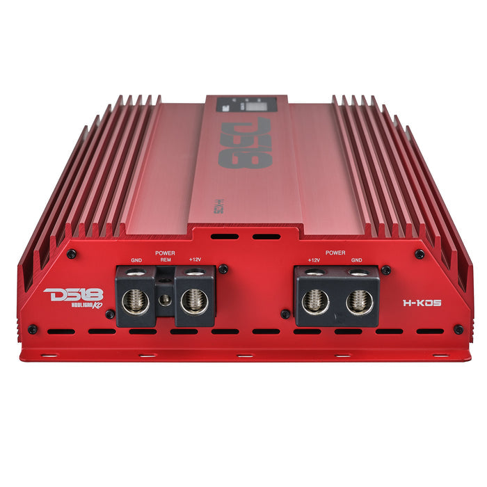 DS18 HOOLIGAN KO 1-Channel Amplifier with Voltmeter 5000 Watts Rms @ 1-Ohm Made In Korea Red SKU: H-KO5/RD