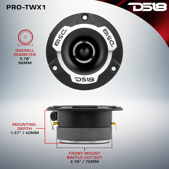 DS18 3.8" Super Bullet Tweeter 120 Watts 1" Aluminum 4-Ohm Vc SKU: PRO-TWX1