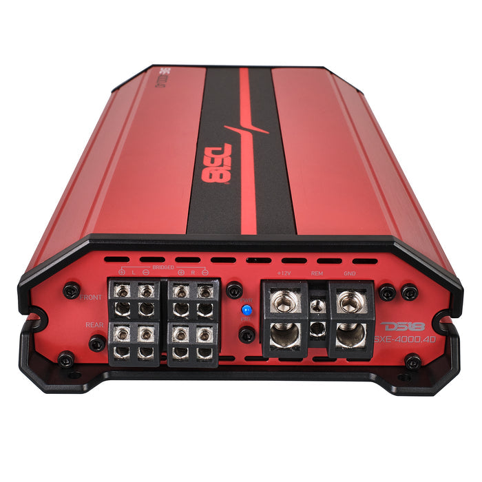 DS18 SXE Class D 4-Channel Full-Range Car Amplifier 4 x 275 RMS @4 Ohm 4000 Watts SKU: SXE-4000.4D/RD