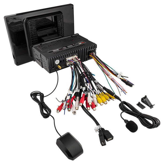 DS18 10.5" Floating Rotating Swivel Modular Touchscreen Mechless Single-DIN Headunit with Bluetooth, Mirror Link, USB, Gps and Android 10 (4x64GB) SKU: DDX10.5ADX