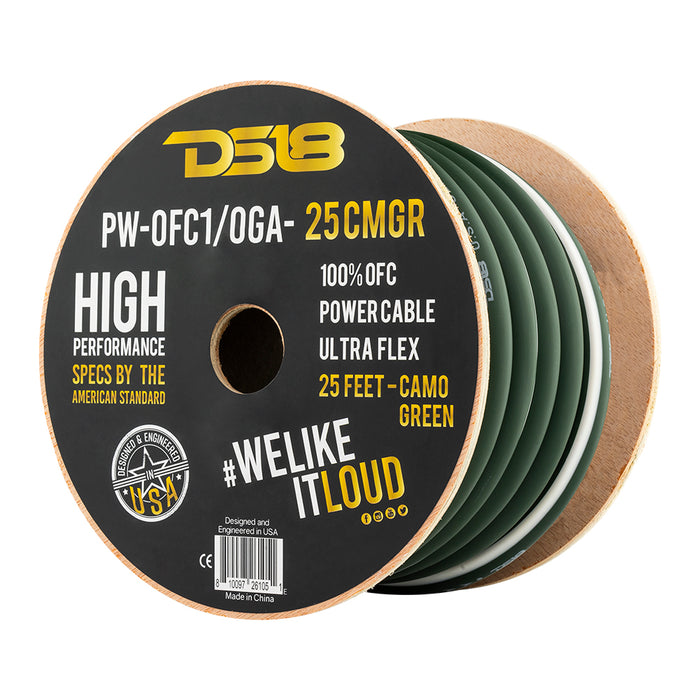 DS18 1/0-GA 100% OFC Ground, Power Cable, 25 Feet SKU: PW-OFC1/0GA-25CMGR
