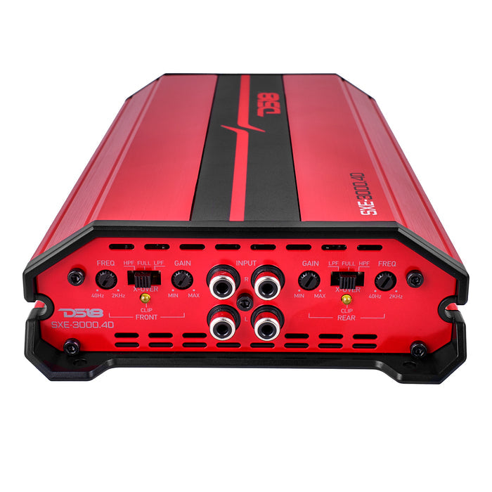 DS18 SXE Class D 4-Channel Full-Range Car Amplifier 4 x 200 RMS @4 Ohm 3000 Watts SKU: SXE-3000.4D/RD