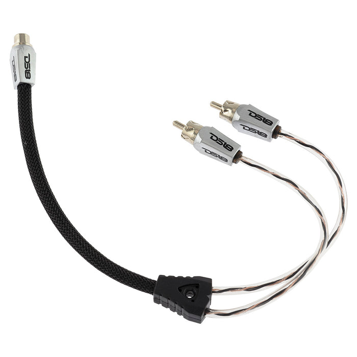 DS18 Level 3 RCA 100% Copper OFC Y Connector 1 FEMALE to 2 MALE - BLACK - RED SKU: HQRCA-1F2MBK
