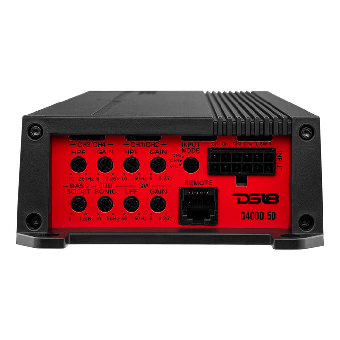 DS18 GEN-X 5-Channel Class D Amplifier 130 x 4 @ 4-Ohm + 900 x 1 @ 1-Ohm Watts Rms SKU: G4000.5D