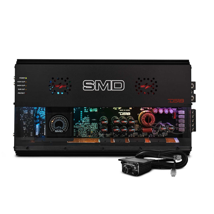 DS18 SMD 5-Channel Amplifier with VM-1 Voltmeter and Digital LED Lights 4 x 250W at 2-Ohm Class AB + 1 x 1800W at 1-Ohm Class D - Steve Meade Designs SKU: SMD-2800.5
