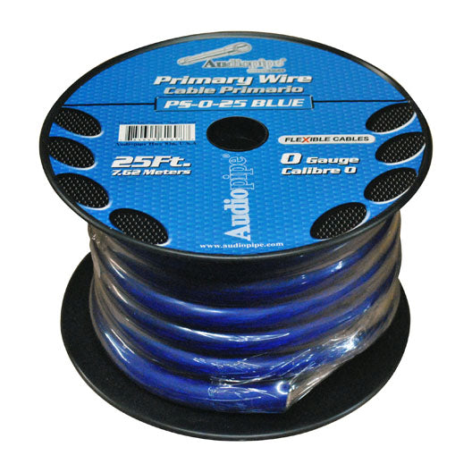 Nippon Audiopipe Power Wire 0-Gauge, 25 Foot Spool - Blue