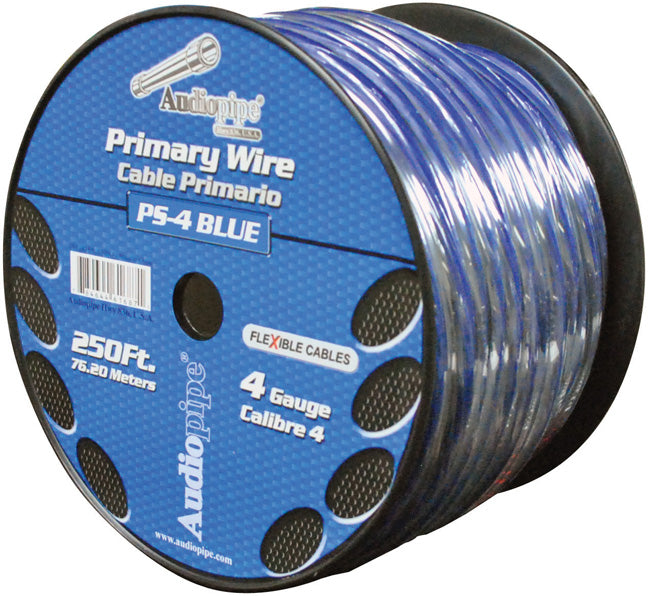 Nippon Audiopipe Power Cable 4-Gauge 250 ft Spool - Blue