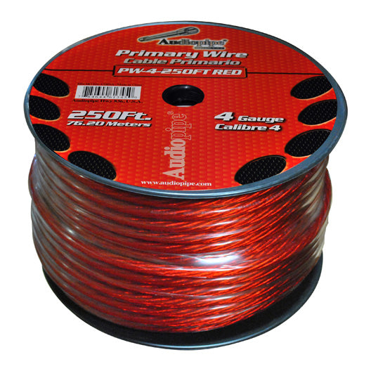 Nippon Audiopipe Power Cable 4-Gauge 250 ft Spool - Red