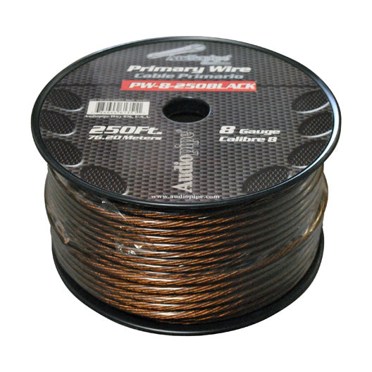Nippon Audiopipe Power Cable 8-Gauge 250 Foot Spool - Black