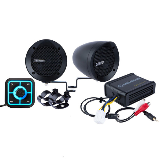 Memphis MXABMB2BT Memphis Audio MXABMB2BT Bar Mount 2-Speaker System With Amp And Built-In Bluetooth Receiver, Black