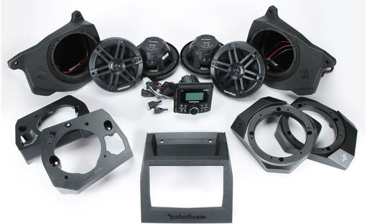 Rockford Fosgate RNGR18-STG2 Stage 2 audio upgrade kit for select 2018-up Polaris Ranger models: includes receiver and two pairs of 6-1/2" speakers
