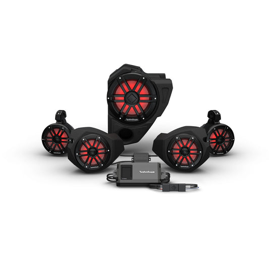 Rockford Fosgate RZR14-STG4 800w, Color Optix Front Speakers, Color Optix Sub & Color Optix Rear Speakers Kit Compatible With Select Ride Command Models