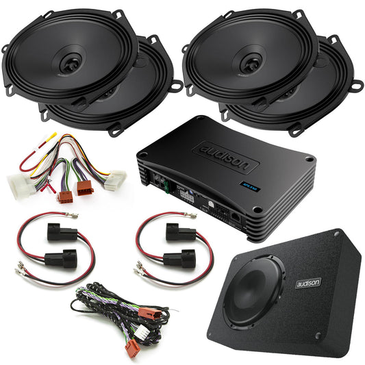 Audison F-150 11-14 5.9 CX Audison 5.9 Bit Amplifier with Front & Rear APX 570 Coaxial Speakers and APBX 8 R Sub and all cables Compatible with 11-14 Ford F-150 Non Sony Radios