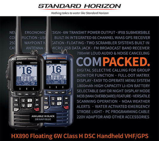 IN STOCK! Standard Horizon HX890 Handheld VHF Navy & Black