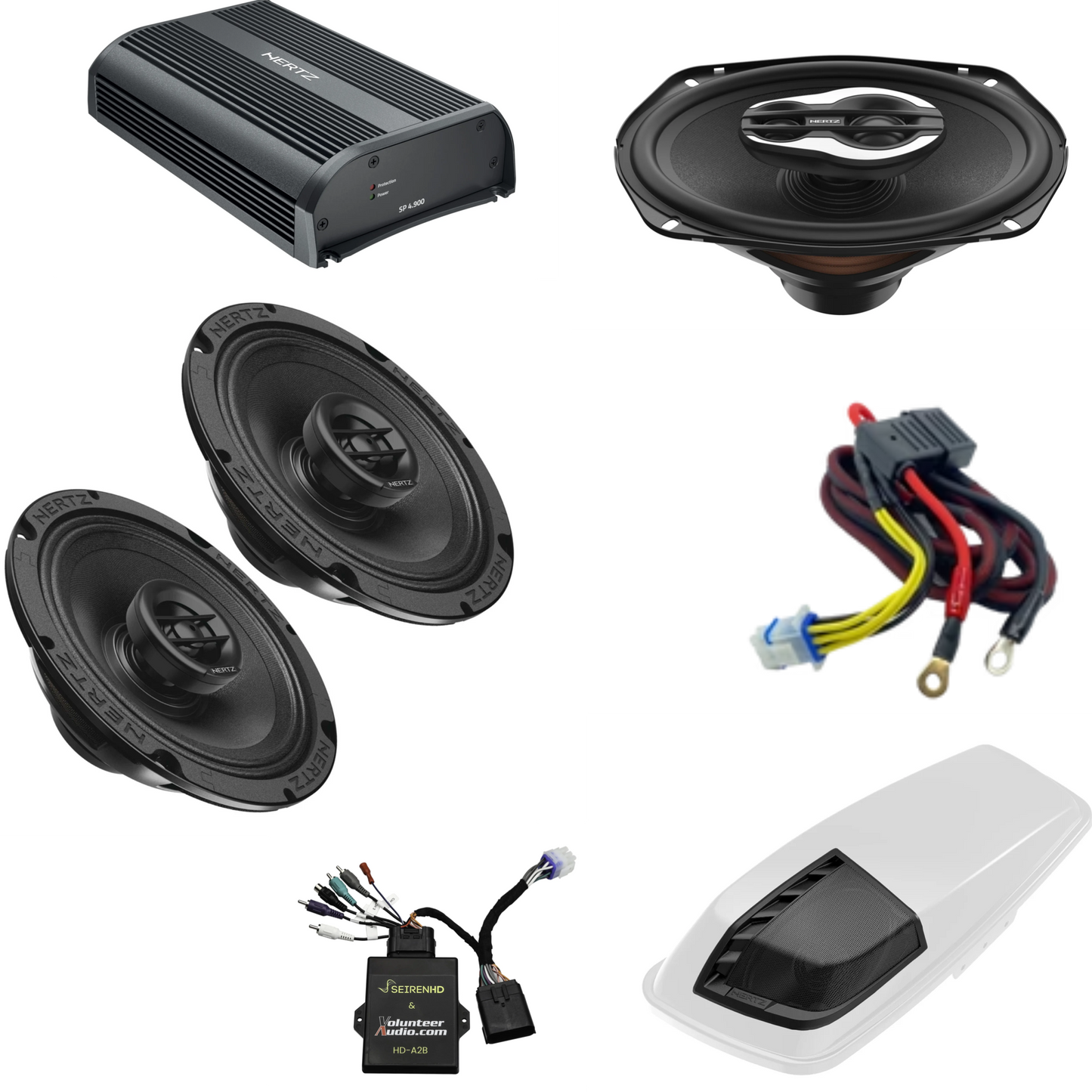 Hertz HSP3-24 A2B Base 2024 Harley Davidson Plug and Play 4 Speaker Kit with Saddlebag 6x9 kit -  Factory Base Audio Pack