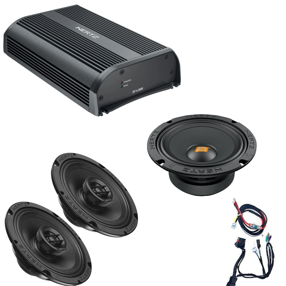 Hertz HSP2-13 1998-2013 Harley Davidson Plug and Play 4 Speaker Kit for Bikes with Touring Packs