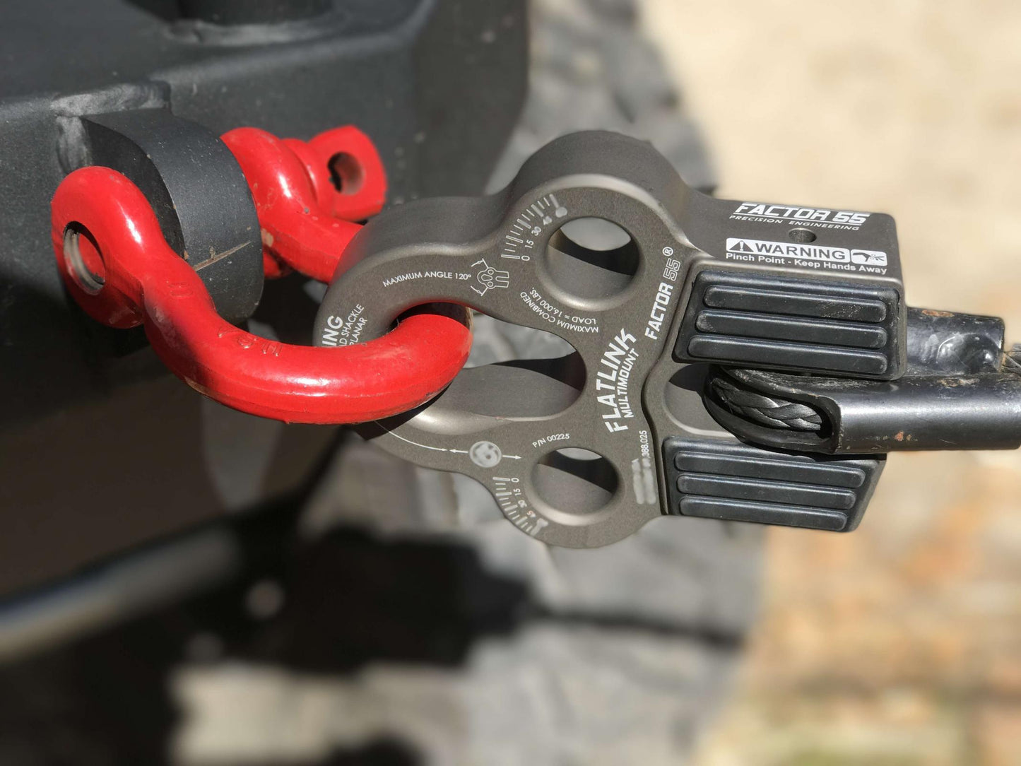 Factor 55 - 00225-06 - Winch Shackle - Winch Line Shackle Mount Foldable Flatlink Multimount Gray