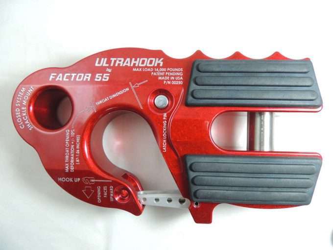 Factor 55 - 00250-01 - Winch Hook - UltraHook Winch Hook W/Shackle Mount Red