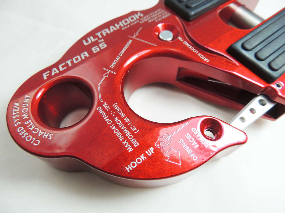 Factor 55 - 00250-01 - Winch Hook - UltraHook Winch Hook W/Shackle Mount Red