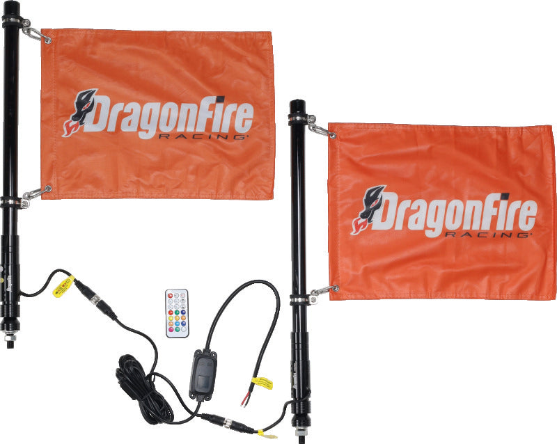 DragonFire Racing 2-Foot Spiral LED Light Whip, Black - DFR522806