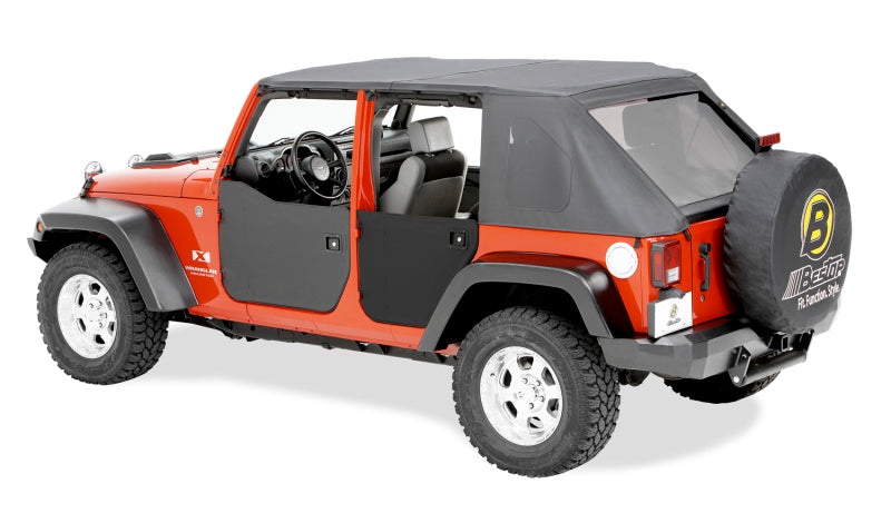 Bestop 07-18 Jeep Wrangler JK 4-Door Lower Fabric Doors Rear Doors Black Diamond | Part BES53041-35