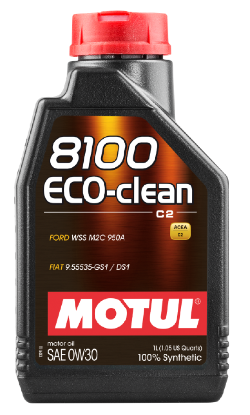 Motul 1L Synthetic Engine Oil 8100 Eco-Clean 0W30 12X1L - C2/API SM/ST.JLR 03.5007 - 1L - Case of 12