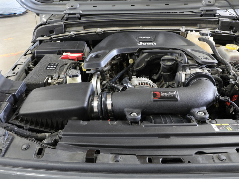 aFe Super Stock Induction System with Pro DRY S Filter, Part Number 55-10009D, for 2018-2026 Jeep Wrangler JL and Gladiator JT 3.6L V6