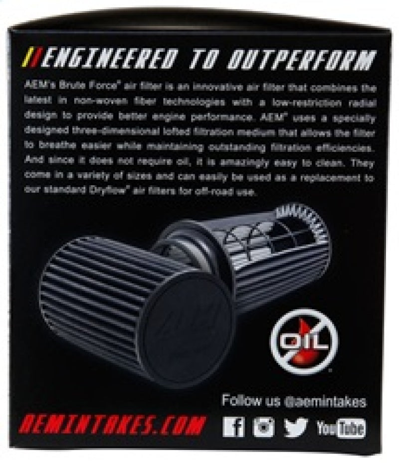 AEM Induction 21-205BF Brute Force Dryflow Universal Conical Air Filter